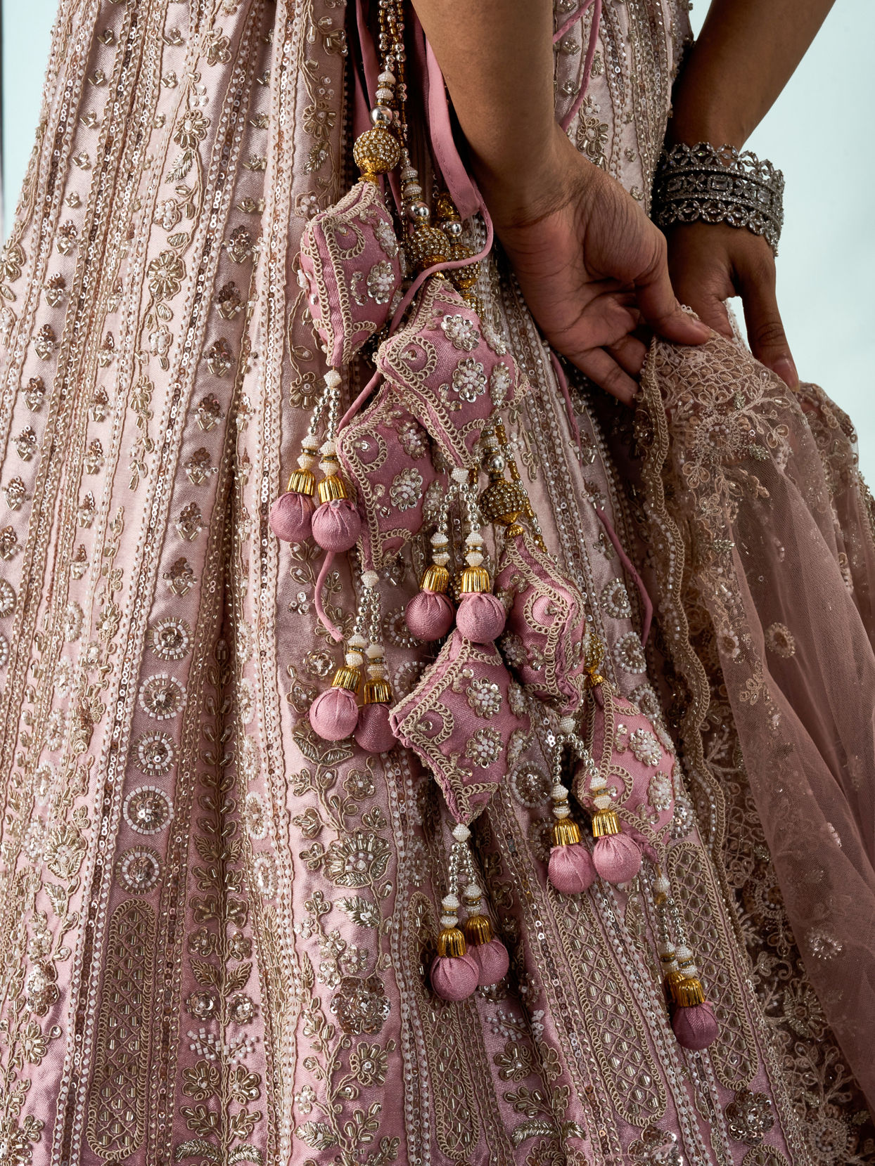 Mohey Women Pink Art Silk Bridal Lehenga with Cutdana Work
