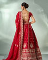 Mohey Women Red Silk Bridal Lehenga with Zari Work