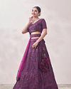 Mohey Women Windsor Wine Sequined Cocktail Lehenga