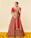 Rose Red Bel Buti Embroidered Bridal Lehenga