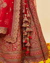 Rose Red Bel Buti Embroidered Bridal Lehenga image number 3