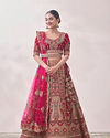 Mohey Women Rani Pink Embellished Bridal Lehenga