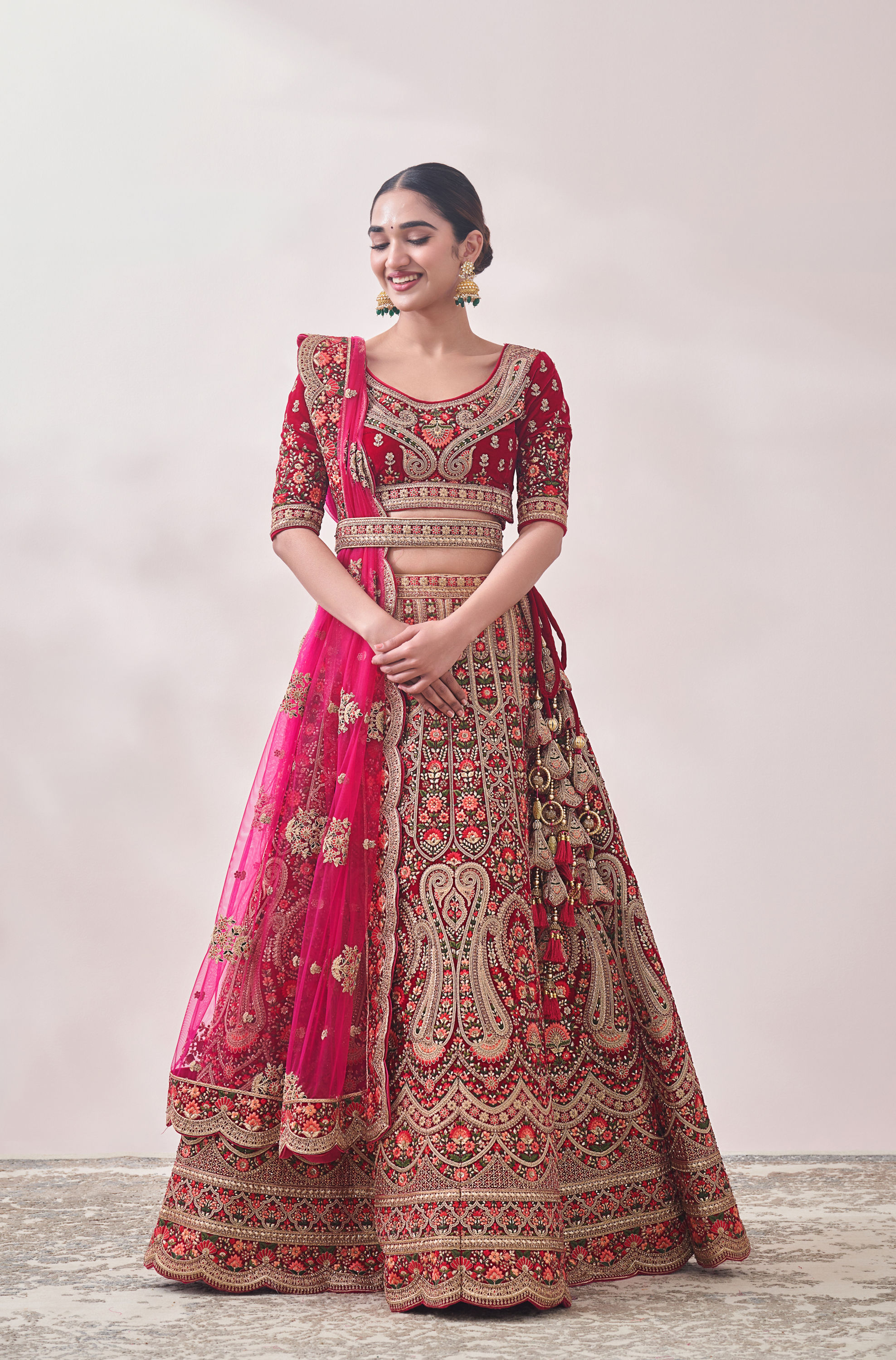 Mohey Women Rani Pink Embellished Bridal Lehenga