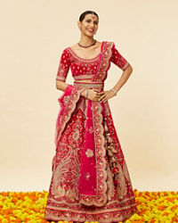 Mohey Women Rani Pink Embellished Bridal Lehenga