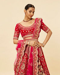 Mohey Women Rani Pink Embellished Bridal Lehenga