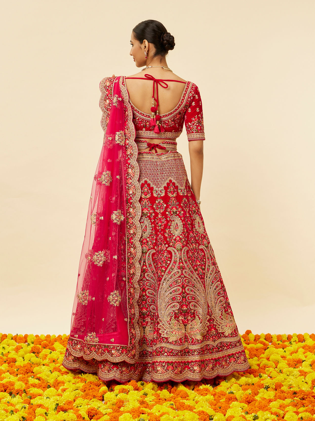 Mohey Women Rani Pink Embellished Bridal Lehenga