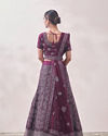 alt message - Mohey Women Muave Wine Red Tree Of Life Patterned Bridal Lehenga image number 3