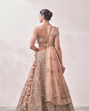 Mohey Women Peach Nectar Floral and Peacock Patterned Bridal Lehenga