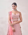 Mohey Women Rose Shadow Pink Floral Bel Buti Patterned Bridal Lehenga