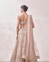 Mohey Women Golden Fawn Lattice Patterned Mirrored Bridal Lehenga