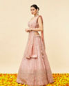 Mohey Women Rose Pink Mirror Work Lehenga