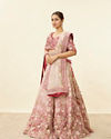 alt message - Mohey Women Berry Pink Floral Embroidered Bridal Lehenga image number 2