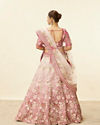 alt message - Mohey Women Berry Pink Floral Embroidered Bridal Lehenga image number 4