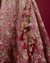 Mohey Women Berry Pink Floral Embroidered Bridal Lehenga