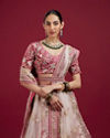 Mohey Women Berry Pink Floral Embroidered Bridal Lehenga