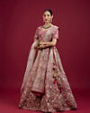 Mohey Women Berry Pink Floral Embroidered Bridal Lehenga