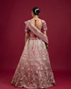 Mohey Women Berry Pink Floral Embroidered Bridal Lehenga