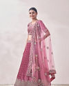 Mohey Women Fiji Flower Purple Fleur De Lis Patterned Bridal Lehenga