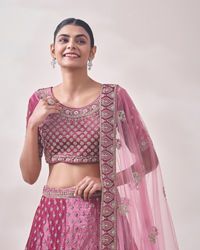 Mohey Women Fiji Flower Purple Fleur De Lis Patterned Bridal Lehenga