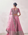 Fiji Flower Purple Fleur-De-Lis Patterned Bridal Lehenga image number 3