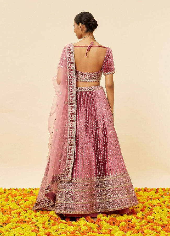 Rouge Pink Stone Work Lehenga image number 4