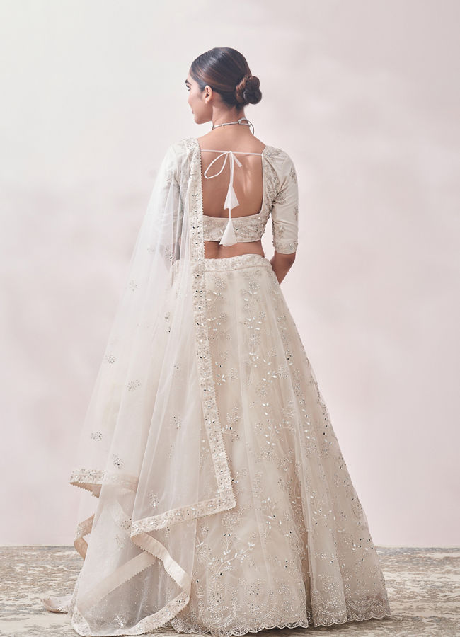 Mohey Women Buttercream Bel Buti Patterned Lehenga