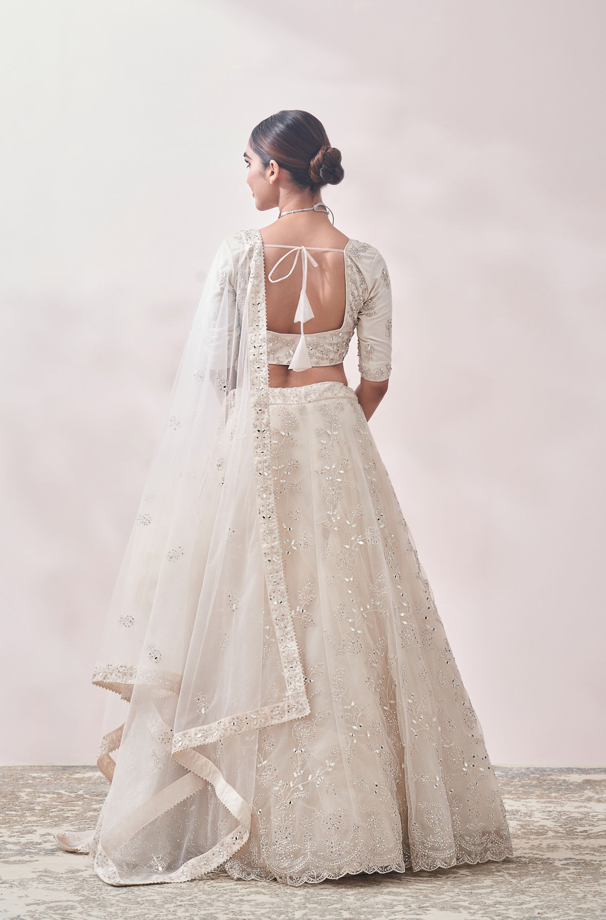 Mohey Women Buttercream Bel Buti Patterned Lehenga