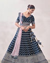 Mohey Women Teal Blue Embroidered Bridal Lehenga