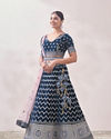 Mohey Women Teal Blue Embroidered Bridal Lehenga
