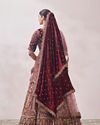 Peony Pink and Maroon Imperial Patterned Bridal Lehenga image number 3