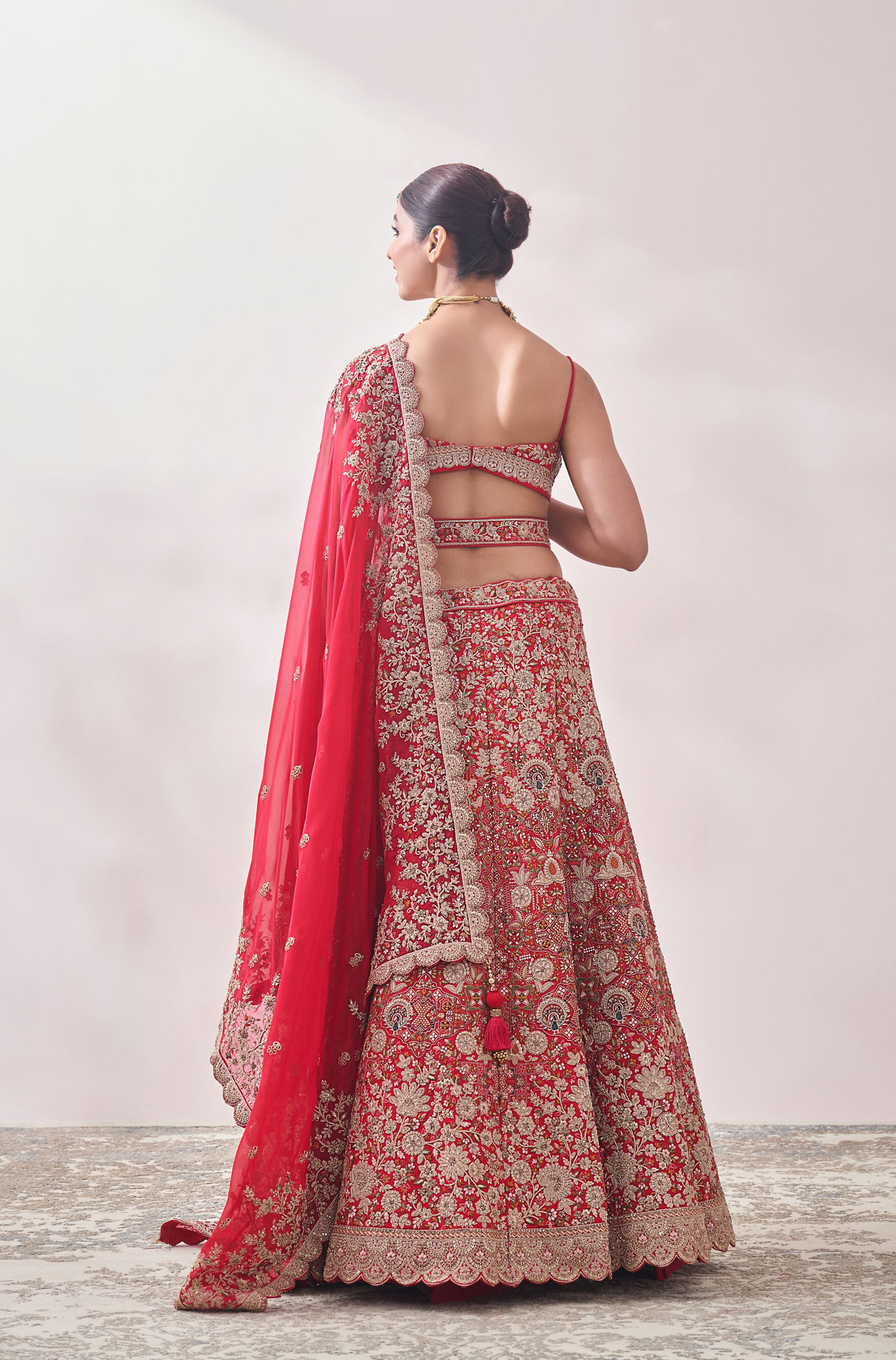 Rani Pink Floral Embroidered Lehenga image number 4