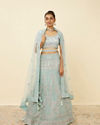 Mohey Women Tropical Blue Floral Patterned Lehenga