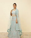 Mohey Women Tropical Blue Floral Patterned Lehenga