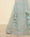 Mohey Women Tropical Blue Floral Patterned Lehenga
