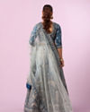 Mohey Women Coral Blue Floral Art Nouveau Patterned Bridal Lehenga