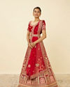 Mohey Women Aurora Red Floral Medallion Patterned Bridal Lehenga