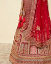 Mohey Women Aurora Red Floral Medallion Patterned Bridal Lehenga