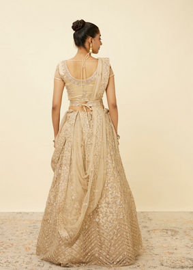 Pearled Ivory White Bel Buti Patterned Lehenga image number 3