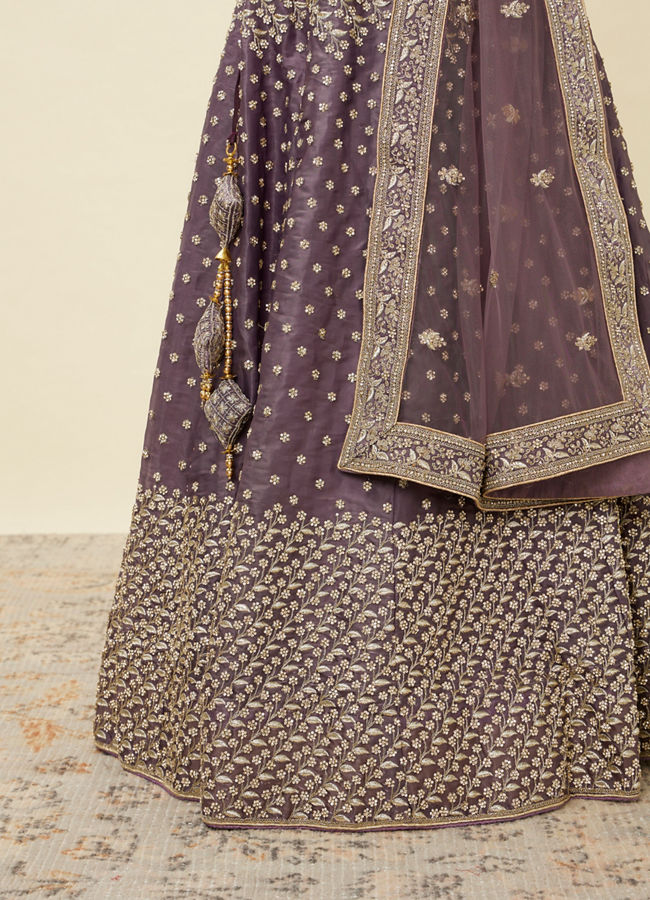 Mohey Women Light Purple Net Stone Work Lehenga