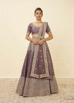 Mohey Women Light Purple Net Stone Work Lehenga