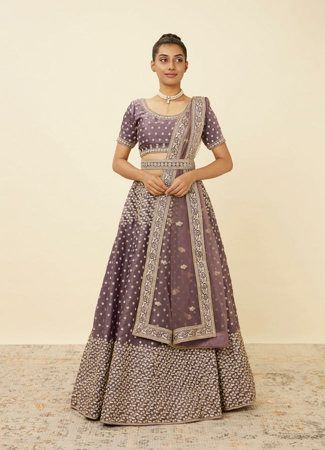 Light Purple Net Stone Work Lehenga image number 0