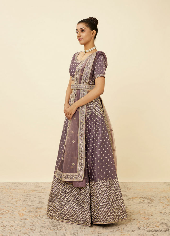 Mohey Women Light Purple Net Stone Work Lehenga