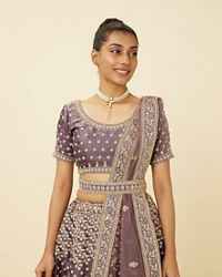 Mohey Women Light Purple Net Stone Work Lehenga