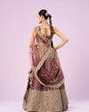 Mohey Women Dusty Pink Organza Semi Bridal Lehenga Set