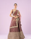 Mohey Women Dusty Pink Organza Semi Bridal Lehenga Set