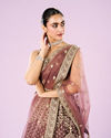 Mohey Women Dusty Pink Organza Semi Bridal Lehenga Set
