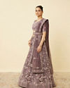 Mohey Women Mulberry Purple Floral Patterned Embellished Lehenga