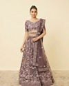 Mulberry Purple Floral Patterned Embellished Lehenga