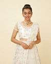 Mohey Women Dark Cream Floral Mirror Work Lehenga