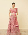 Coral Pink Floral Patterned Lehenga